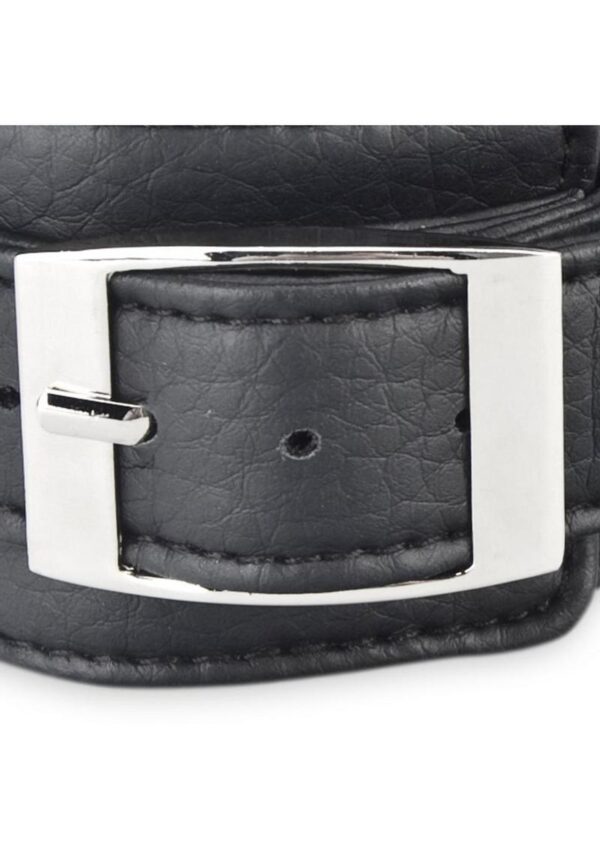 Lux Fetish Unisex Leatherette Cuffs Adjustable - Black - Image 4