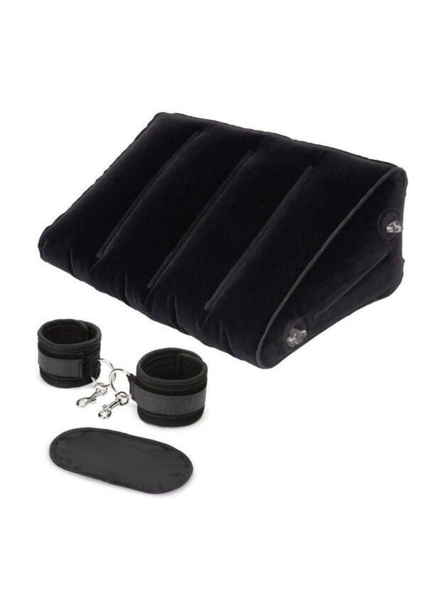 Lux Fetish Inflatable Position Wedge with Detachable Cuffs - Black - Image 2