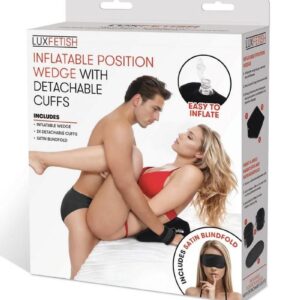 Lux Fetish Inflatable Position Wedge with Detachable Cuffs - Black
