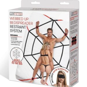 Lux Fetish Webbed Up Bedspreader Restriant System - Black/Red