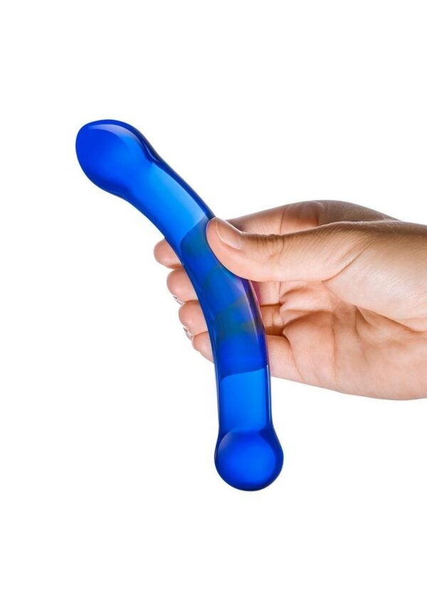 Glas Curved G-Spot Glass Dildo 6in - Blue - Image 4