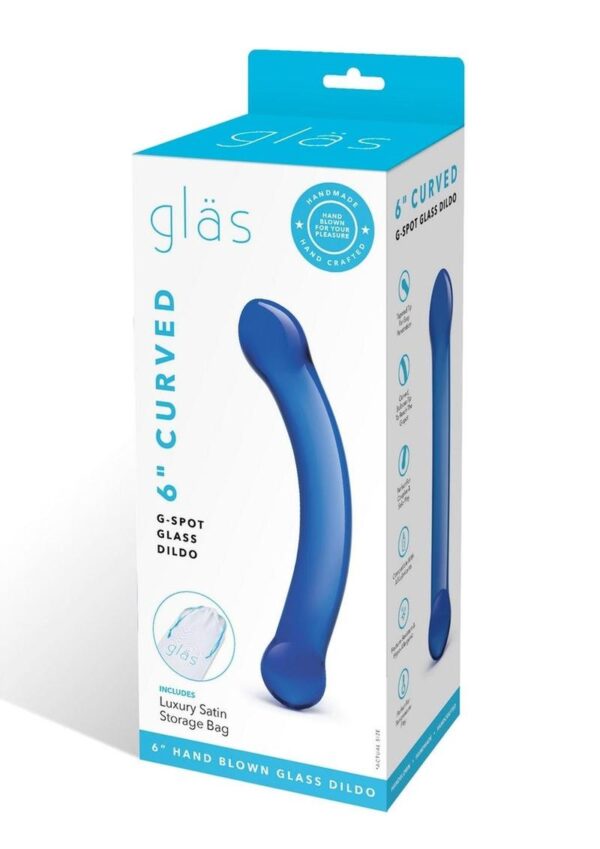 Glas Curved G-Spot Glass Dildo 6in - Blue