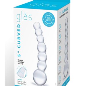 Glas Curved Beaded Glass Dildo 5in - Clear