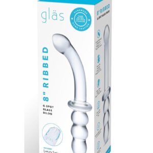 Glas Ribbed G Spot Glass Dildo 8in - Clear
