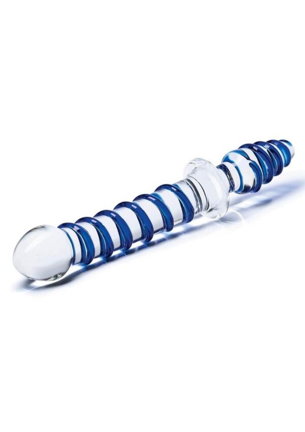 Glas Mr Swirly Double Ended Glass Dildo and Butt Plug 10in - Blue/Clear - Image 3