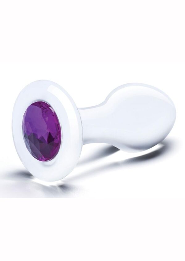 Glas Jewel Anal Plug - Clear/Purple - Image 2