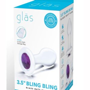 Glas Jewel Anal Plug - Clear/Purple