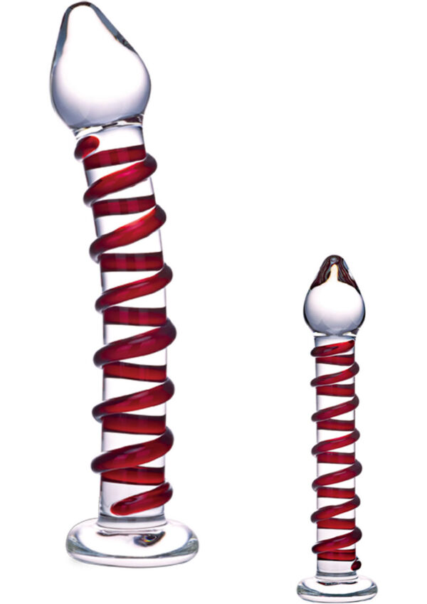 Glas Mr Swirly Dildo - Clear/Red - Image 2