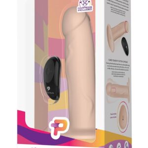 Pegasus Realistic Silicone Rechargeable Dildo and Adjustable Harness Set with Remote Control 8in - Vanilla