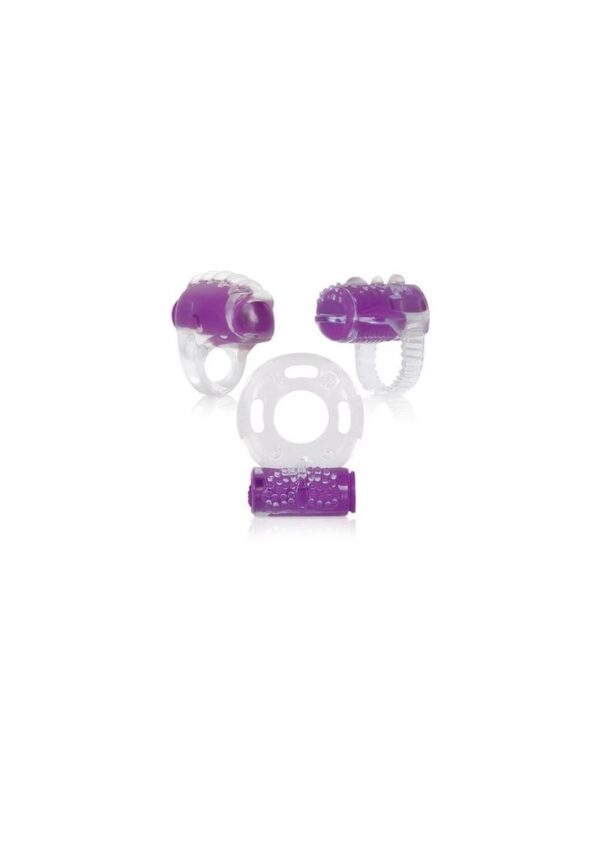 Ring True Cock Ring Set - Clear and Purple - Image 2
