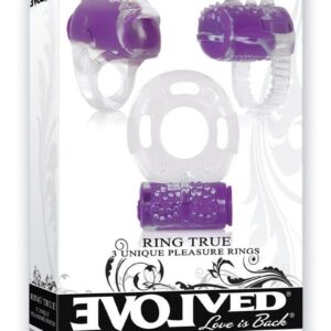 Ring True Cock Ring Set - Clear and Purple