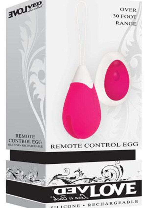 Rechargeable Silicone Egg Vibrator with Remote Control - Pink