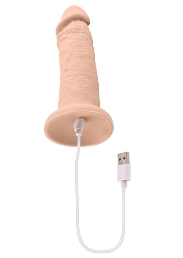 Vibrating Rechargeable Silicone Dildo 6in - Vanilla - Image 4