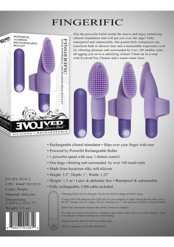 Fingerific Rechargeable Silicone Finger Vibrator - Purple - Image 4