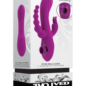 Fourgasm Rechargeable Silicone Multi Stimulator Rabbit Vibrator - Purple