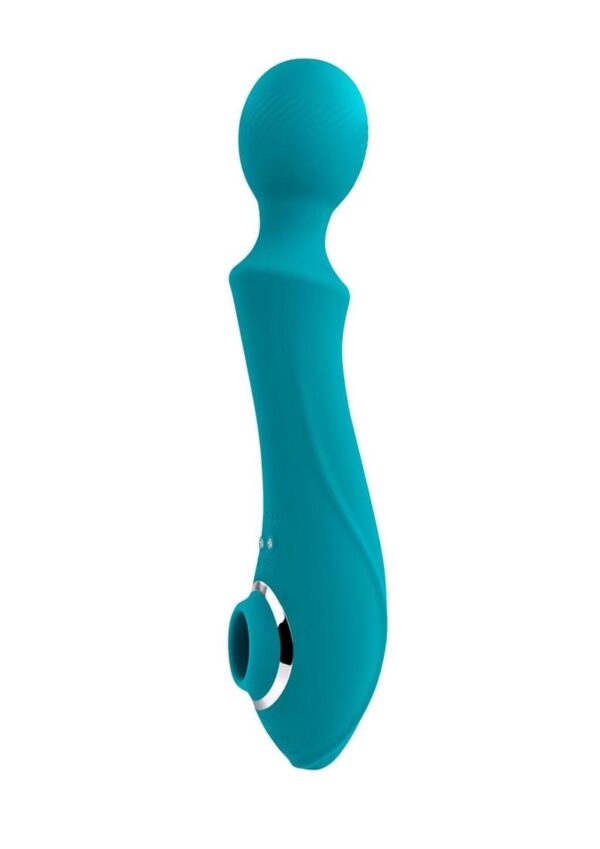 Wanderful Sucker Rechargeable Silicone Bodywand and Clitoral Stimulator - Teal - Image 2