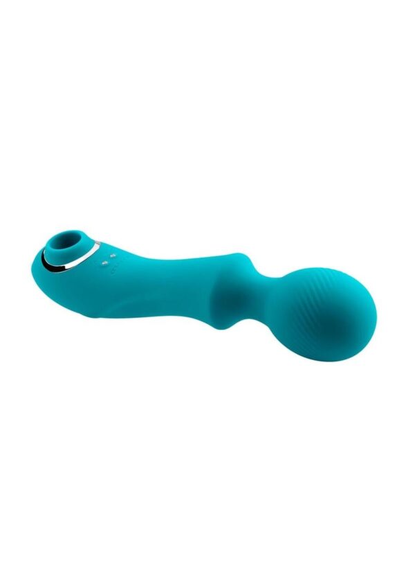 Wanderful Sucker Rechargeable Silicone Bodywand and Clitoral Stimulator - Teal - Image 3