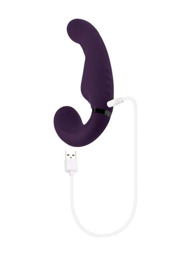 Share The Love Rechargeable Silicone Strap-On - Purple - Image 4
