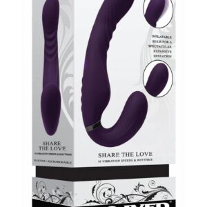 Share The Love Rechargeable Silicone Strap-On - Purple