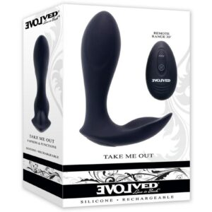 Take Me Out Rechargeable Silicone Dual Vibrator with Remote Control - Black