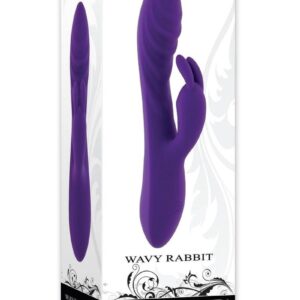 Wavy Rabbit Rechargeable Silicone Dual Motor Rabbit Vibrator - Purple