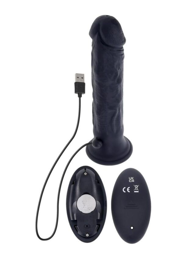 Black Thunder Rechargeable Silicone Dildo with Remote Control - Black - Image 4