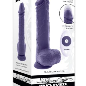 Pleasure Rider Rechargeable Silicone Thrusting Vibrating Dildo with Remote Control - Purple