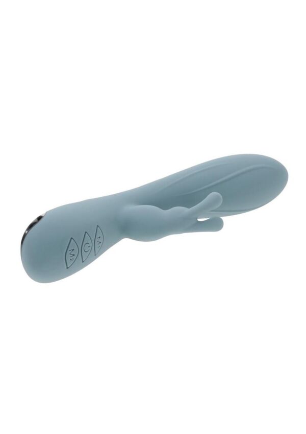 Boss Bunny Rechargeable Silicone Rabbit Vibrator - Blue - Image 3