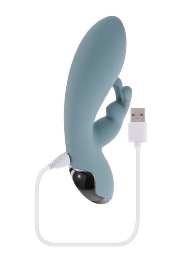 Boss Bunny Rechargeable Silicone Rabbit Vibrator - Blue - Image 4