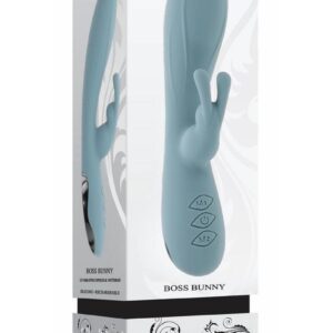 Boss Bunny Rechargeable Silicone Rabbit Vibrator - Blue