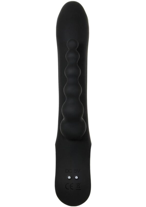 Trifecta Rechargeable Silicone Rabbit Vibrator - Black - Image 4