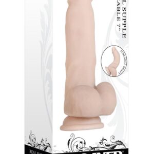 Real Supple Poseable Dildo with Balls 7in - Vanilla