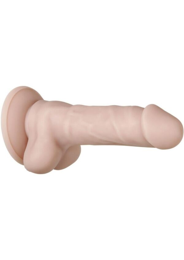 Real Supple Poseable Silicone Dildo with Balls 6in - Vanilla - Image 3