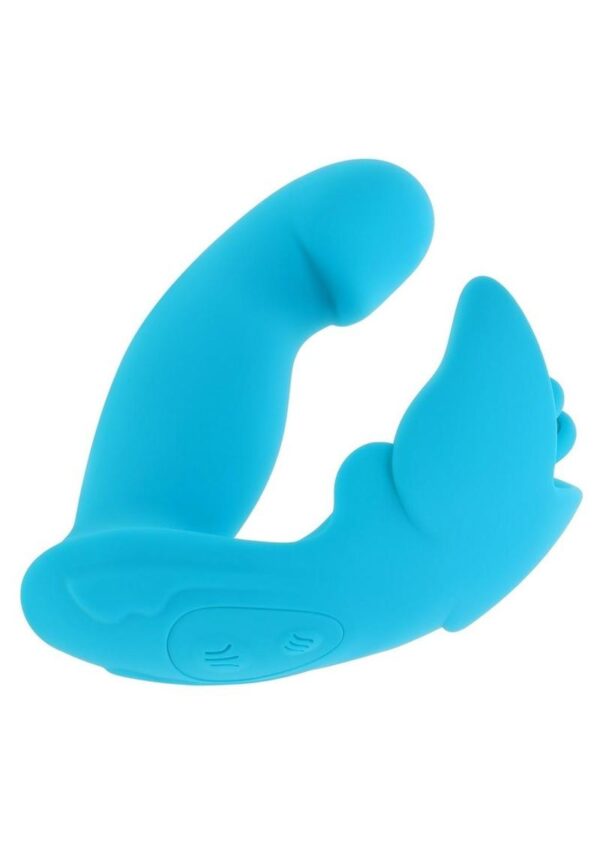 Spread Your Wings Rechargeable Silicone Multi Vibrator - Blue - Image 3
