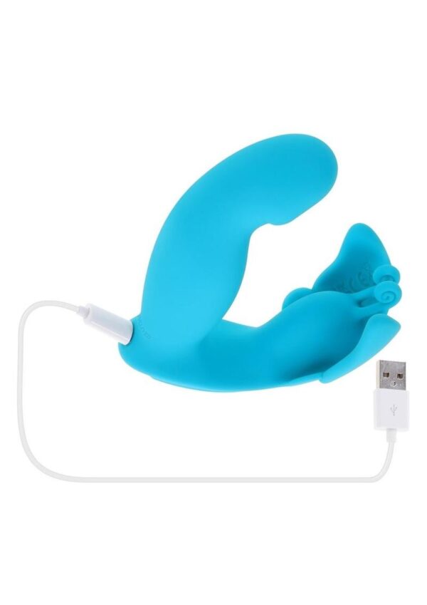 Spread Your Wings Rechargeable Silicone Multi Vibrator - Blue - Image 4
