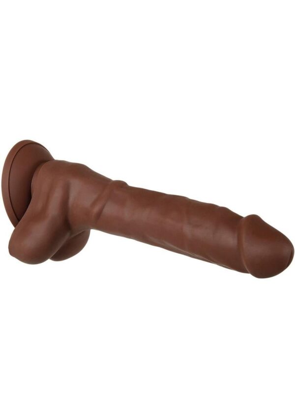 Real Supple Poseable Silicone Dildo with Balls 8.25 in - Chocolate - Image 3