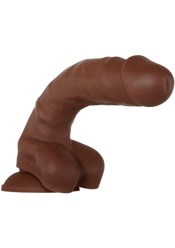 Real Supple Poseable Silicone Dildo with Balls 8.25 in - Chocolate - Image 4