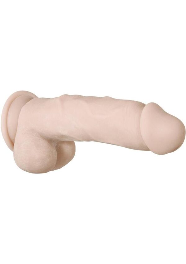 Real Supple Girthy Poseable Dildo with Balls 8.5in - Vanilla - Image 3