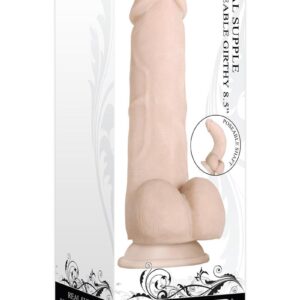 Real Supple Girthy Poseable Dildo with Balls 8.5in - Vanilla