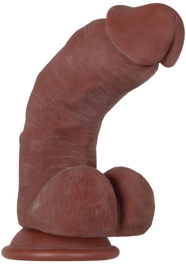 Real Supple Girthy Poseable Dildo with Balls 8.5in - Chocolate - Image 2