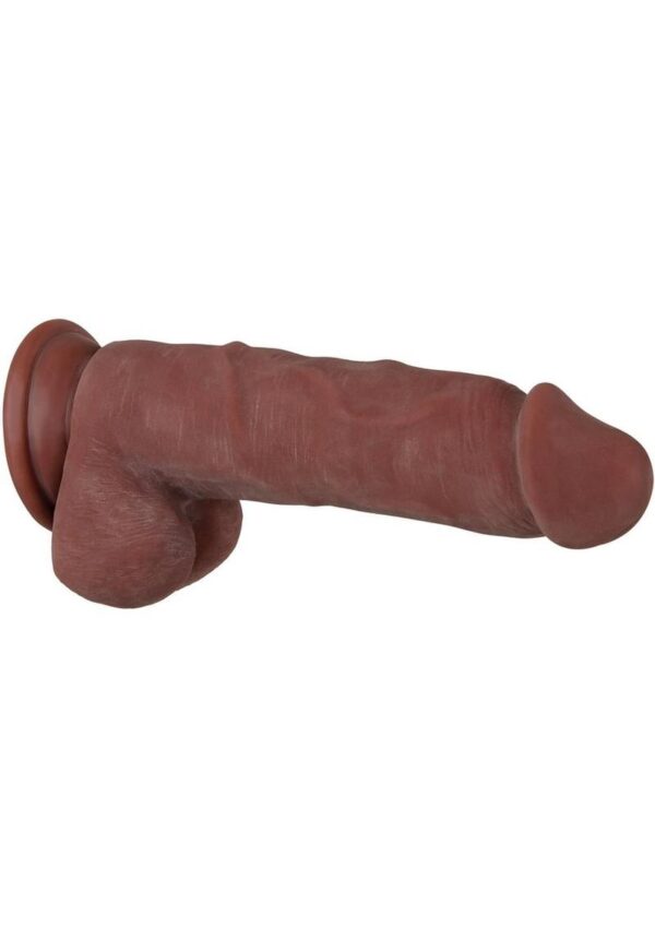 Real Supple Girthy Poseable Dildo with Balls 8.5in - Chocolate - Image 3