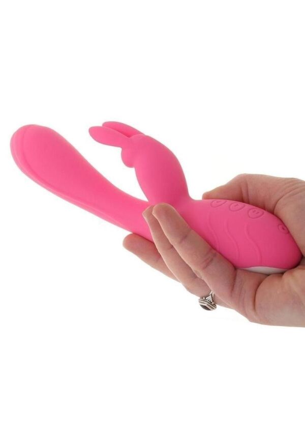 Bunny Kisses Rechargeable Silicone Rabbit Vibrator - Pink - Image 4