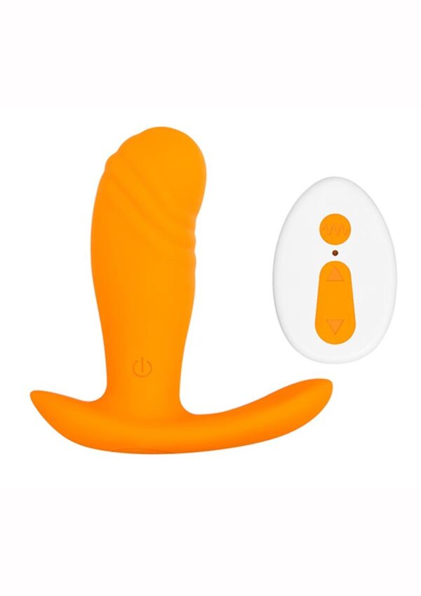 Creamsicle Silicone Rechargeable Wearable Vibrator with Remote Control - Orange/White - Image 2