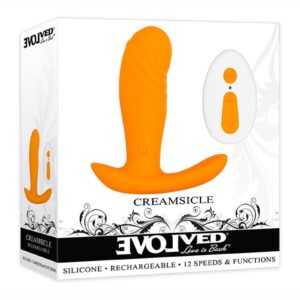 Creamsicle Silicone Rechargeable Wearable Vibrator with Remote Control - Orange/White