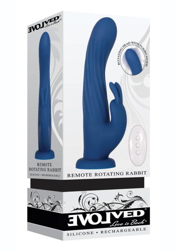 Rotating Silicone Rechargeable Rabbit with Remote Control - Blue