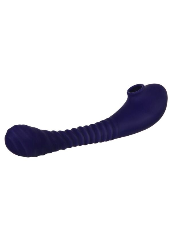 Bendable Sucker Dual End Silicone Rechargeable Vibrator - Purple - Image 2