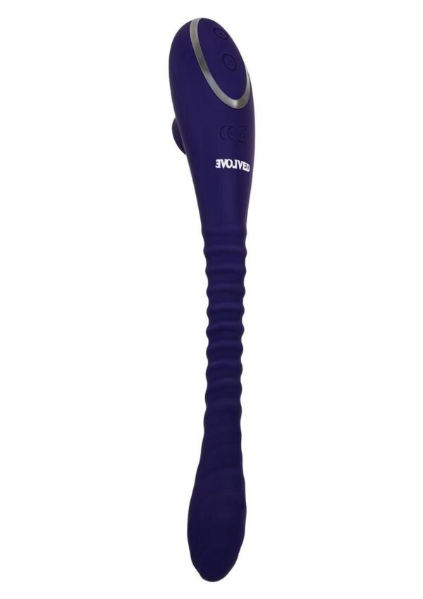 Bendable Sucker Dual End Silicone Rechargeable Vibrator - Purple - Image 4
