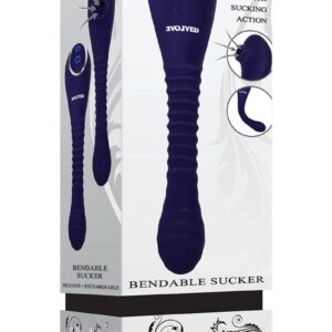 Bendable Sucker Dual End Silicone Rechargeable Vibrator - Purple