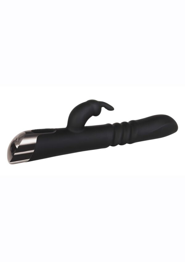 Rapid Rabbit Rechargeable Silicone Thrusting Rabbit Vibrator - Black - Image 3