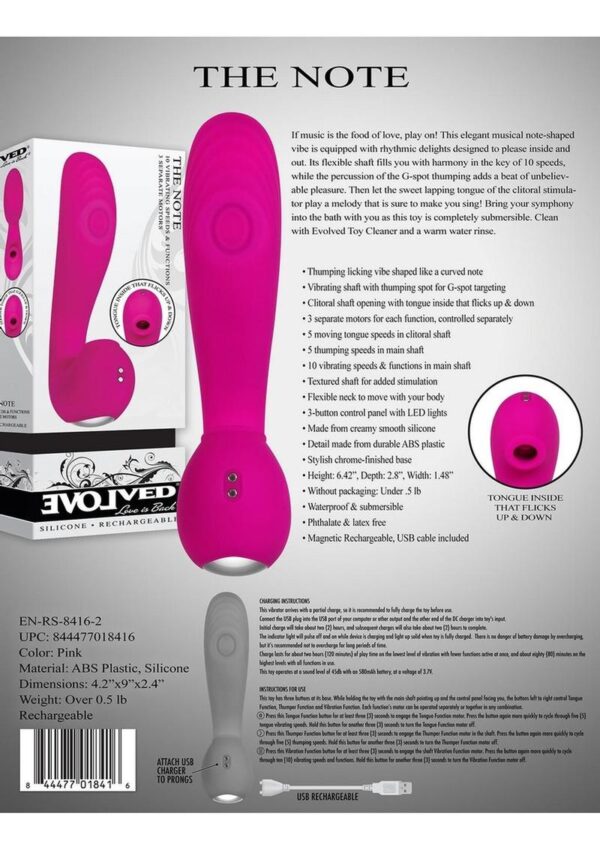 The Note Silicone Rechargeable Vibrator - Pink - Image 4
